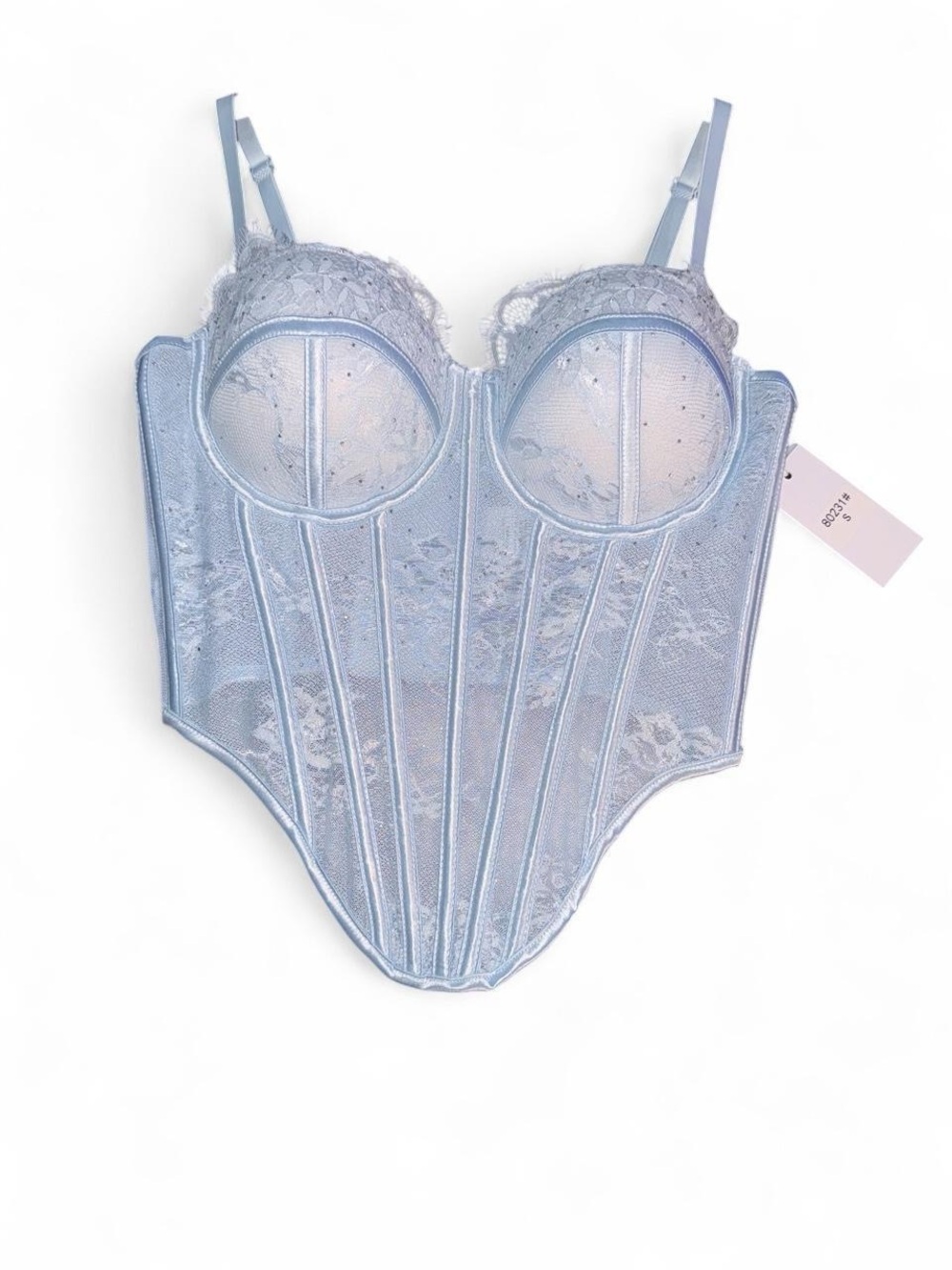 & Other Stories Powder Blue Lace Longline Corset
